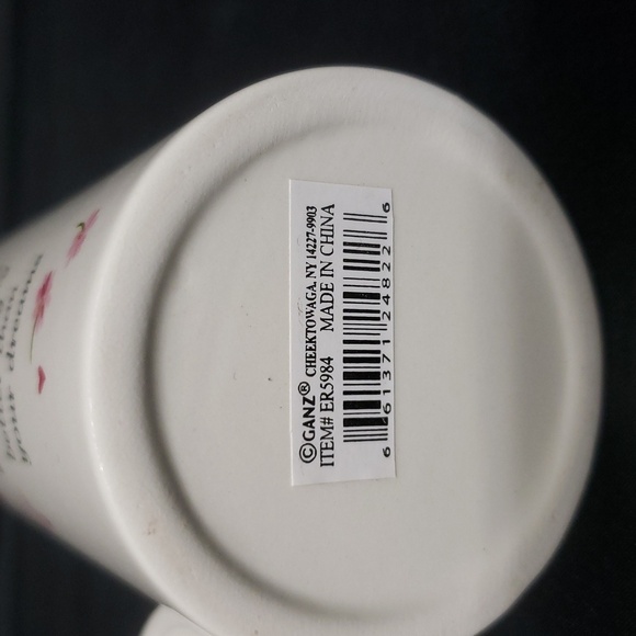 Ganz NWT Floral Ceramic Vase with Arranger and Love Quote, Pink & Ivory - Picture 8 of 9